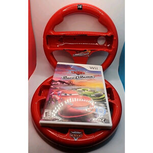 Cars Race O Rama (Wii, 2007, CIB) With Two Red Race O Rama Car Wheels